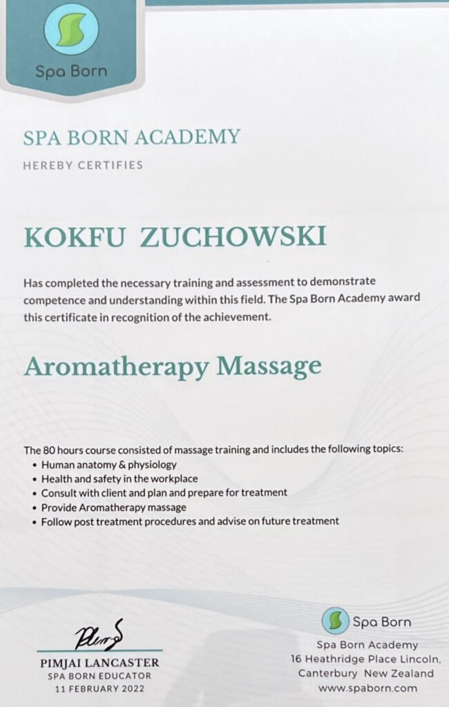 Zertifikat Aromatherapie Massage